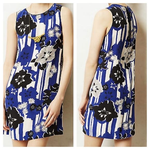 Anthropologie Maeve Canna Silk Shift Midi Dress - Picture 1 of 9